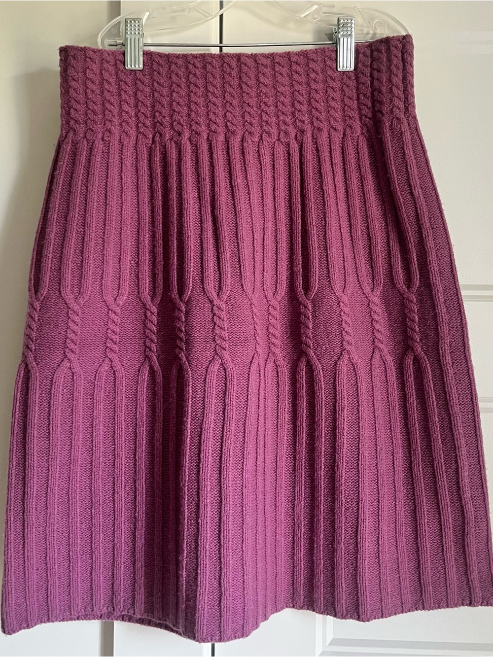 Anthropologie Mauve Cable-Knit Midi Skirt